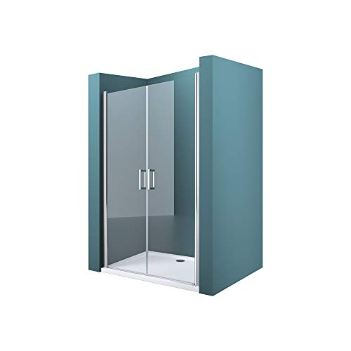 Mai & Mai Mampara de ducha con puerta de ducha giratoria doble 180 ° 90x195cm en vidrio transparente con mecanismo de elevación y descenso, incluye nano revestimiento TER24