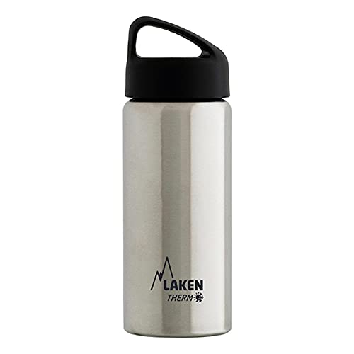 Laken Classic Botella Térmica Acero Inoxidable 18/8, Aislamiento de Vacío con Doble Pared y Boca Ancha, Plateado, 1000 ml