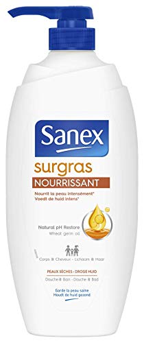 Sanex - Gel de ducha con bomba antigrasa nutritiva (750 ml, 4 unidades)