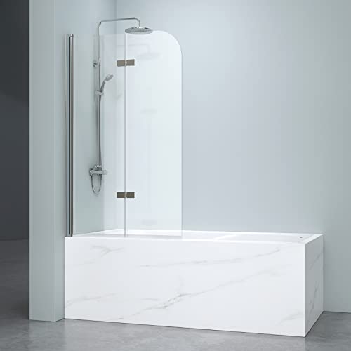 EMKE Mampara de ducha para bañera, 120 x 140 cm, revestimiento de fácil limpieza