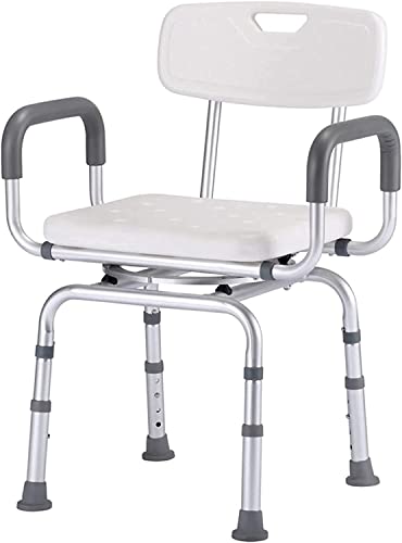 plegable Silla de Ducha,para personas mayores Silla De Ducha for Ancianos Giratoria De Servicio Pesado, Asiento De Ducha Ajustable En Altura for Personas Mayores Discapacitados Ducha Asistida Con Braz