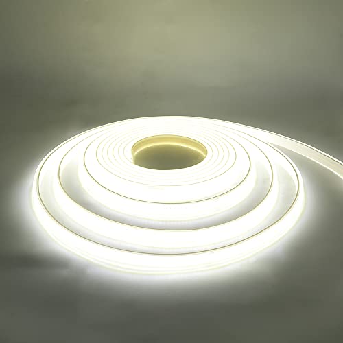 5m Flexible LED Neon lights blanco cálido, Resistente al Agua 220V COB Tiras de LED, Superbrillante para dormitorio, Líneas de Cables Luminoso Exterior para Fiestas y Decoración (Blanco, 3.00)