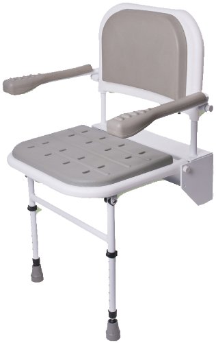 NRS Healthcare - Silla plegable para ducha con patas, respaldo y reposabrazos acolchados