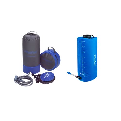 COLUMBUS Conjunto Ducha Camp Shower | Ducha Portátil de Camping con Bomba de Pie y Agua a Presión y Depósito de Agua de 8 litros