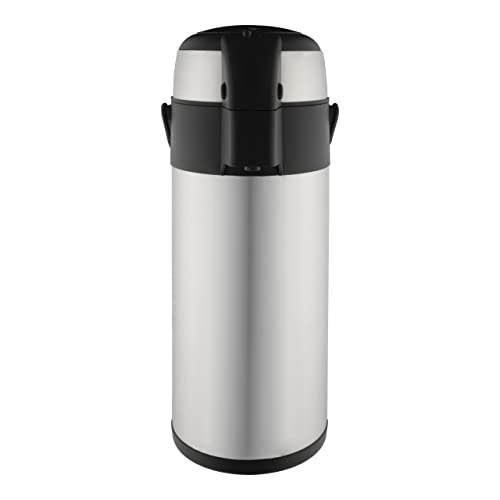 Pioneer Flasks, Dispensador de Bebidas, Acero Inoxidable, Airpot, Para Bebidas Calientes o Frías, Té, Café, Para Conferencias o Eventos, Acabado Satinado, 5 Litros, SS50R