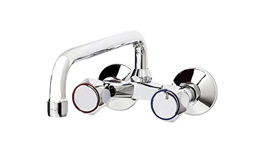 Galindo Elipse 3834000 grifo de cocina bimando pared 11cm y caño fundido de 25cm plata cromado