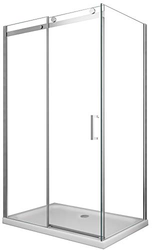 Cabina de ducha de 8 mm compuesta por dos lados H.190 una pared fija y una puerta corredera (80 fija x 100 corredera)