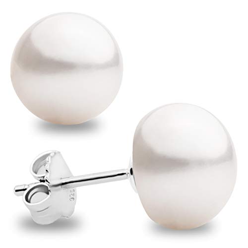 Pendientes de Perlas Cultivadas Naturales de Agua Dulce Para Mujer y Niña SECRET & YOU - Plata de Ley 925 en 10 tamaños, de 4 mm a 13 mm