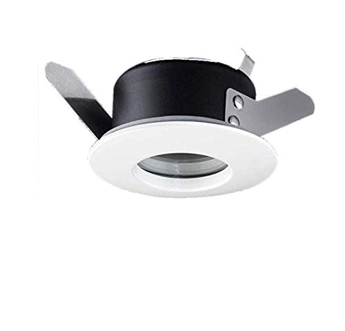 Kit foco LED para cabina de ducha estaño IP65 empotrable sobre placas de yeso color blanco con lámpara LED 7 W = 50 W y fuente de alimentación 12 V
