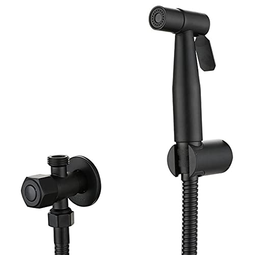 TAVCHA Grifos de Bidé Shattaf Pulverizador Portatil para WC, Inodoro Monomando Ducha Bidet para Inodoro WC de Acero Inoxidable Negro Grifo WC Pulverizadores Ducha Bidet para Inodoro-B