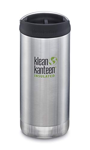 Klean Kanteen TK Wide con Aislamiento al vacío TK Wide - Nuevo 2019 (12oz (354ml), Brushed Stainless (Cafe Cap))