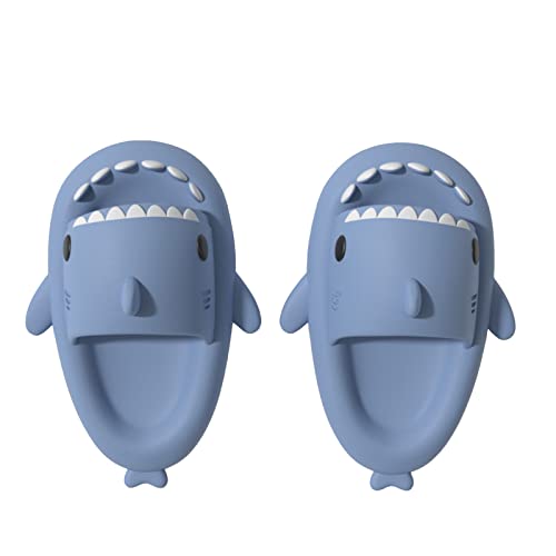 Shark Slides - Chanclas para niños con diseño de tiburón, sandalias planas, sandalias de baño, antideslizantes, para la playa (azul, 28/29 UE)