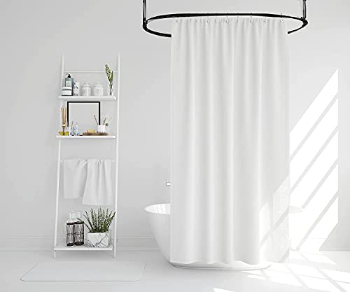 Luxury Barra de cortina de ducha ovalada de forma ovalada (anillos de cortina), color negro mate, ovalada, 1100 x 640 mm