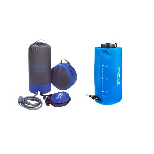 COLUMBUS Conjunto Ducha Camp Shower | Ducha Portátil de Camping con Bomba de Pie y Agua a Presión y Depósito de Agua de 4 litros