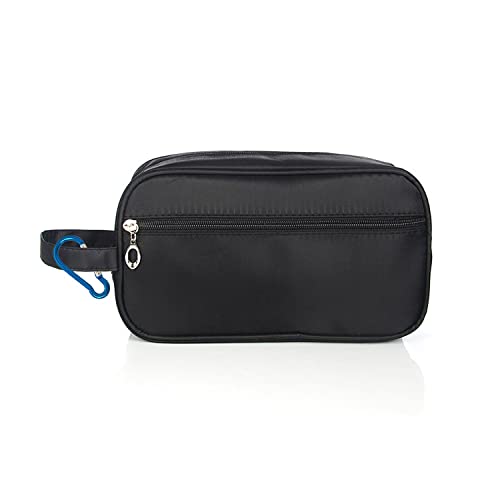 1 Neceser Negro para Hombre y 1 mosquetón Azul n.º 6, Neceser de Viaje portátil, Neceser de Viaje, Bolsa de Almacenamiento de Gran Capacidad para Exteriores, Bolsa de baño para Ducha y Afeitado