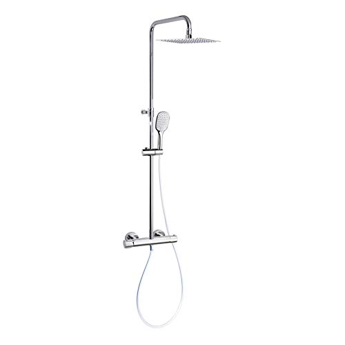 Ramon Soler Urban Chic - Grifo de ducha termostático, barra telescópica y metal antical, 300 x 300 mm