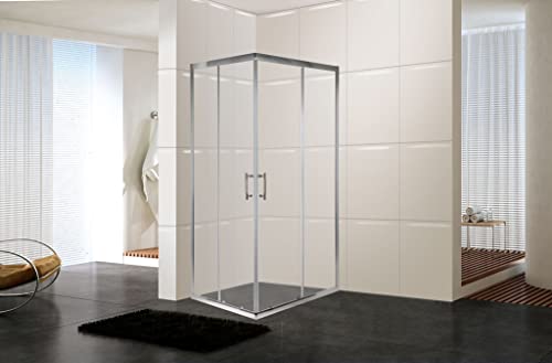 Mampara ducha para baño Diana 73 x 73 cm de cristal mate o transparente deslizante angular 4 mm de altura 185 (transparente)