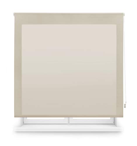Blindecor Ara | Estor enrollable translúcido liso - Marrón claro, 140 x 175 cm (ancho por alto) | Tamaño de la Tela 137 x 170 cm | Estores para ventanas