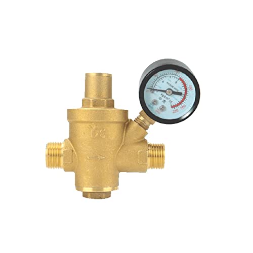 FUNTLY regulador de presion Agua Válvulas reguladoras de presión de Agua de latón con manómetro Válvula de Mantenimiento de presión Válvula Reductora de presión de Agua DN15-DN40 (Size : DN40)