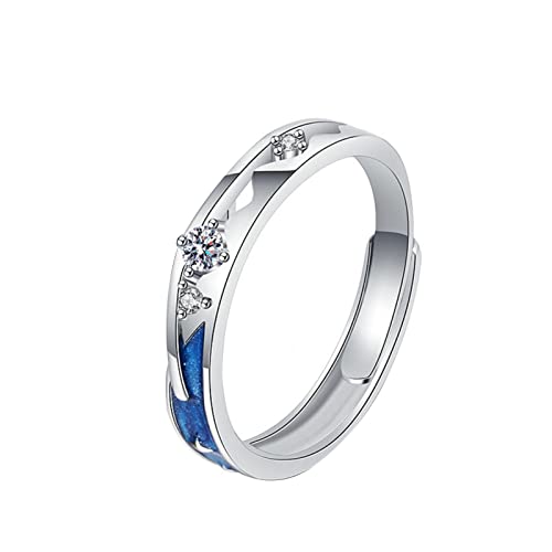 Anillo de pareja de ducha incrustado de diamantes para hombre y mujer, anillo ajustable, regalo para el día de San Valentín, paquete grande de anillos (B, A)
