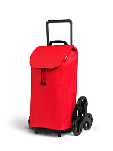 Gimi Tris Urban Rojo - Carro de la compra con 6 ruedas, bolsa impermeable, poliéster, capacidad 52L, rojo, 44.1 x 50.7 x 95.6 cm, Grande