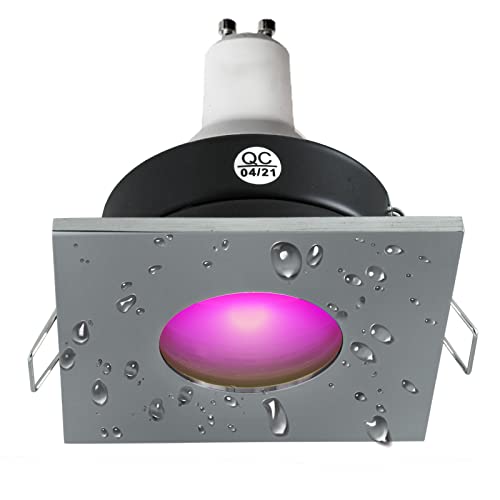Foco LED cuadrado luz ducha 10 W baño turco cromoterapia IP65 GU10 RGB 230 V