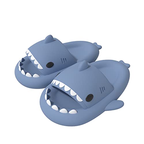 Pantuflas de Tiburón Verano para Mujer Hombre Niño Zapatos de Zapatillas de Ducha Sandalias de Playa y Piscina Shark Slides Slippers Sandalias De Punta Abierta De Secado Rápido,Azul, 36/37 EU