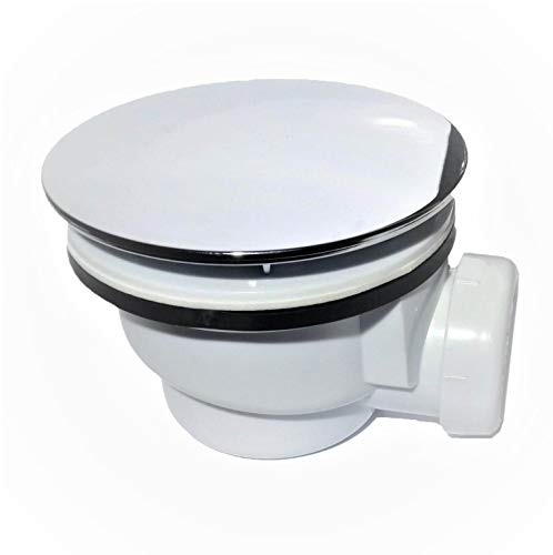Válvula de desagüe con tapa cromada para platos de ducha de 90 mm