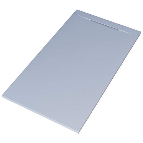 Plato de ducha de mármol RAL7035 de color gris claro con aspecto de pizarra, modelo Barcelona, Slim 3 cm, revestimiento de Gelcoat, antideslizante