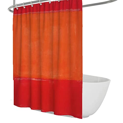 Bywoo Decor Cortina de Ducha de baño Naranja roja Mark Rothko Obra de Arte de la exposición Cortinas de bañera Set con Ganchos de plástico Ojales de Metal Easy Care W240xL180cm