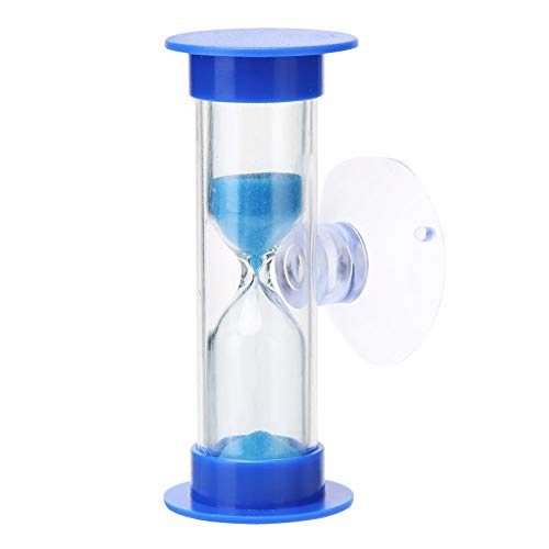 Temporizador de arena/temporizador de cepillo de dientes para niños/con ventosa/temporizador de ducha de 2 minutos Mini reloj de arena de vidrio/temporizador de cocina (Azul)