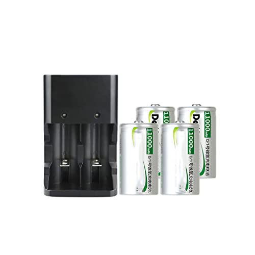 XCC Juego de baterías Recargables n. ° 1, Calentador de Agua de 10000 MAh, Estufa de Gas, Tipo D Grande, 1 Carga, 2 Potencia (Color : 11000mAh, Size : Four)