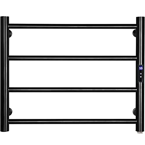 Heated Towel Rail Towel Warmer,Toallero eléctrico Cuadrado para baño,Radiador Toallero Agua Calefaccion de Pared para Calentador de Toallas y Calentador de Espacio,Black