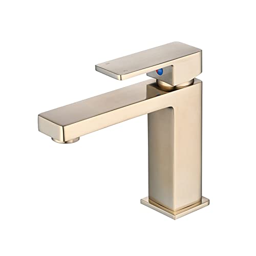 Grifo mezclador de lavabo cuadrado para lavabo, lavabo, lavabo, grifos de latón dorado con mangueras estándar del Reino Unido