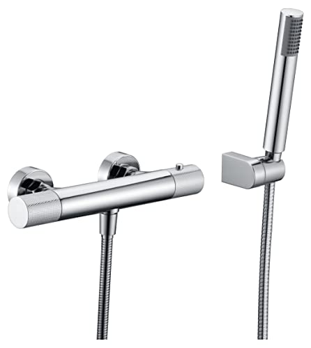 IMEX - Grifo de ducha termostático de latón y ABS Turn Clean System ofrece una temperatura constante del agua - Griferia baño ducha Serie LINE Cromado - BTD038-5