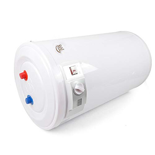 Calentador de agua eléctrico plano con LED, con depósito, calentador de agua eléctrico, con set de ducha, 50 L/80 L, color blanco (50 L)