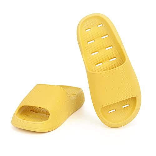 LY4U Zapatillas de Ducha para Mujer Zapatos de baño Súper Suaves Zapatillas de Casa Antideslizantes, Chanclas de Playa de Piscina de Secado rápido y Sandalias de Verano, Amarillo EU 40-41