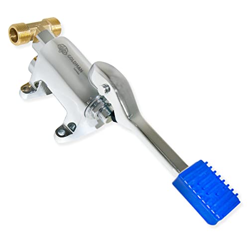 Grifo pedal mezclador para fregaderos industriales de hostelería + Adaptador conexión para dos aguas Fría - Caliente.