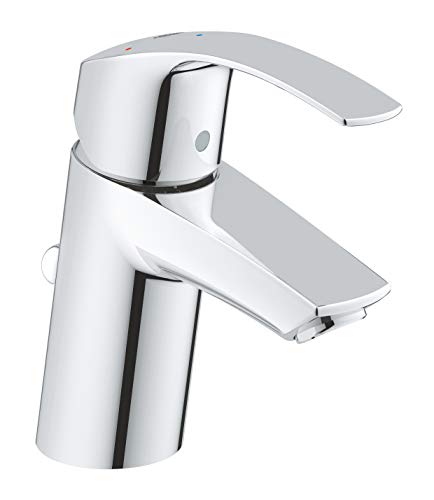 Grohe Eurosmart - Grifo de lavabo, con vaciador automático, caño estándar, con limitador ecológico de caudal y temperatura (Ref. 32926002)