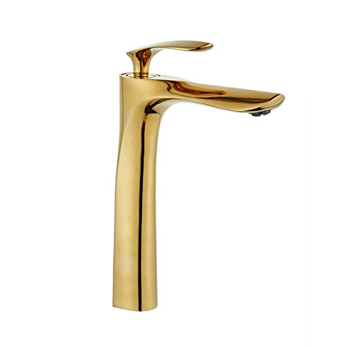 Grifo de baño de una sola manija, cuerpo alto, color dorado, cromado, con un agujero Leekayer