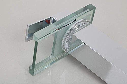 Grifo de lavabo de vidrio alto, luz LED, gran caño de cascada, baño, cromo, montaje en 3 cubiertas, fregadero, recipiente, grifo mezclador, grifo