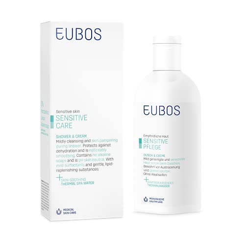 Eubos Sensitive Dusch & Crema | Loción de lavado | 200 ml | para lavado y ducha para pieles sensibles y secas | tolerancia cutánea dermatológicamente probada | Fabricado en Alemania