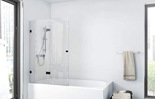 Mampara de ducha GALLERY 100 x 140 cm - abatible en dos partes - montable en ambos lados - Vidrio de seguridad monocapa de 4 mm de espesor - diseño negro mate