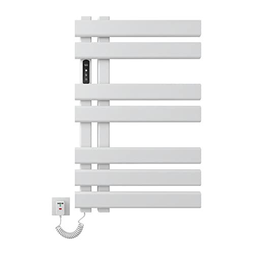 SKYLYZH Toallero Electrico Baño, Radiador Toallero Electrico Blanco, Calentador de Toallas Inteligente a Temperatura Constante, 450x720 mm, Secador de Toallas, Temperatura Ajustable-White Left