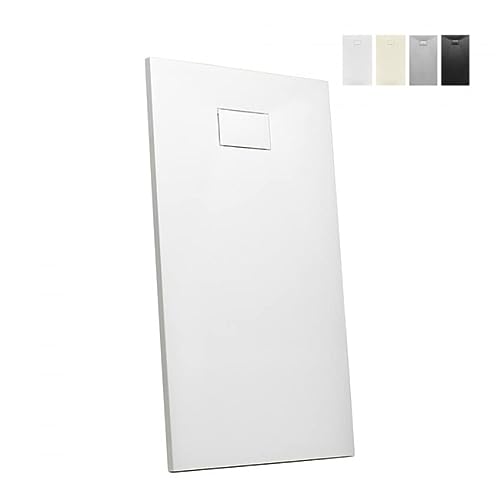 Plato de ducha alambre piso resina rectangular 160x90 piedra - Blanco
