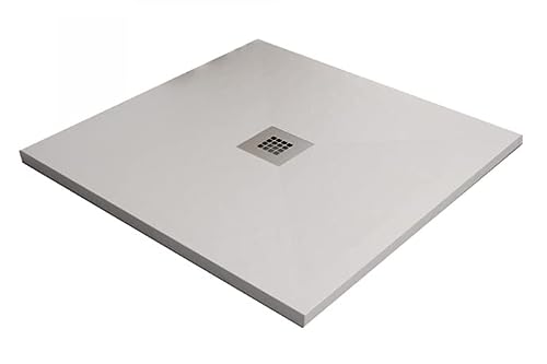 IMPERIAL BAGNO - Plato de ducha de mármol resina blanca piedra cemento Star Plus - 90 x 100 (75 x 75)