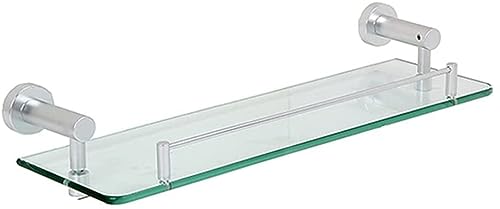 TAHALI Estante de Vidrio para baño, estantes de Vidrio rectangulares para Ducha con Soporte de Aluminio, Estante para champú de perforación montado en la Pared (Size : 60cm) (60cm)