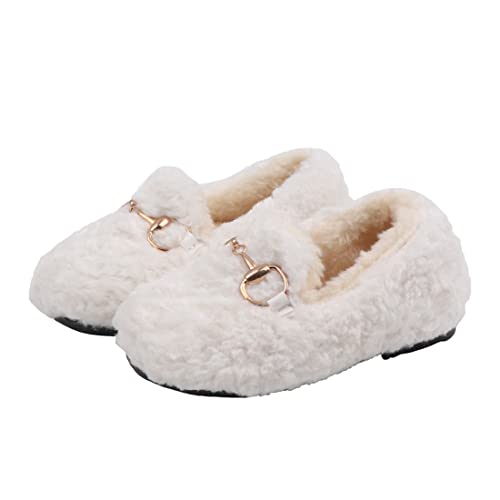 DEBAIJIA Niños Zapatillas Niña Zapatos Suave Cómodas Ligeras Pasear y Relajarse Calentar Precioso Antideslizantes EU 28.5(A-Blanco)