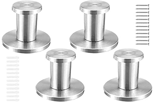 NA YMDZ 4 Piezas Ganchos Redondos Cilíndrico Inoxidable Colgador de Toallas Ganchos Perchero de Baño 53MM con 12 Tornillo y 12 Tubos Expansión para la Cocina y Lavadero o el Dormitorio (Plata)