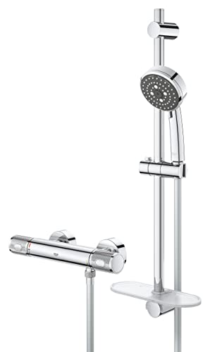 GROHE QuickFix Precision Feel - Set ducha termostática, tecnología Water Saving y botón de control ecológico, cromado, ref. 34791000
